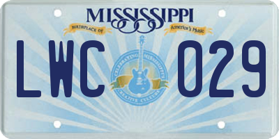 MS license plate LWC029