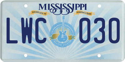 MS license plate LWC030
