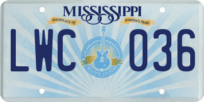 MS license plate LWC036