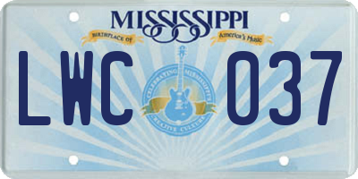 MS license plate LWC037