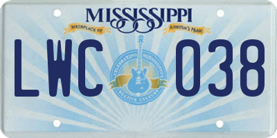 MS license plate LWC038