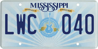 MS license plate LWC040