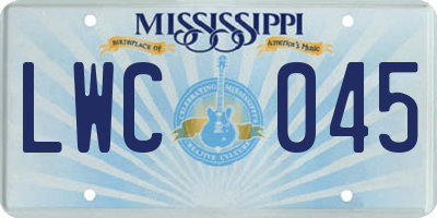 MS license plate LWC045