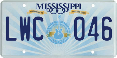 MS license plate LWC046