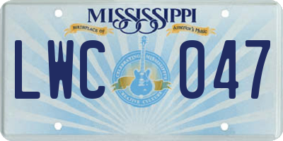 MS license plate LWC047