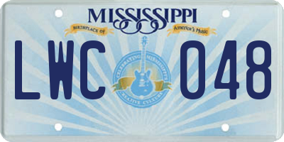 MS license plate LWC048