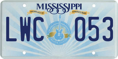 MS license plate LWC053