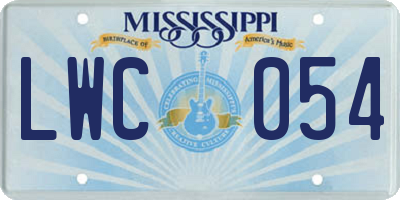 MS license plate LWC054