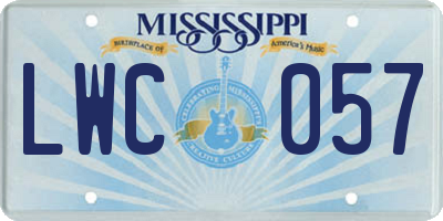 MS license plate LWC057