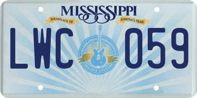MS license plate LWC059