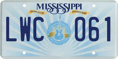 MS license plate LWC061
