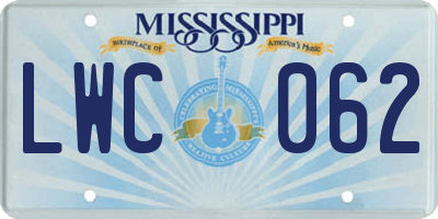 MS license plate LWC062