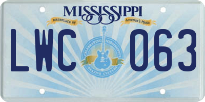 MS license plate LWC063