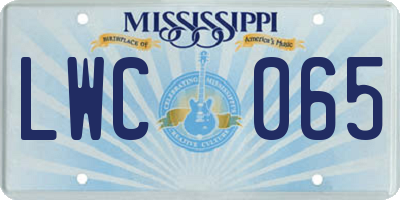 MS license plate LWC065