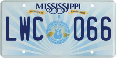 MS license plate LWC066