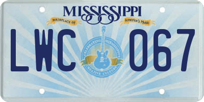 MS license plate LWC067