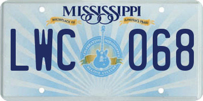 MS license plate LWC068