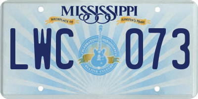 MS license plate LWC073