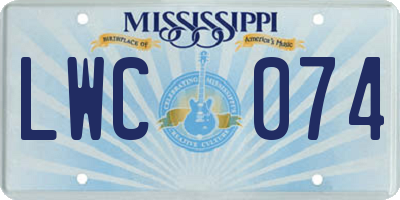 MS license plate LWC074
