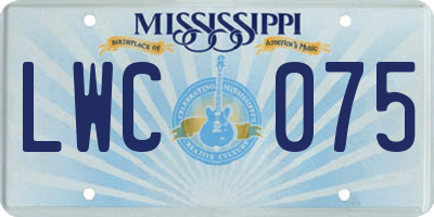 MS license plate LWC075