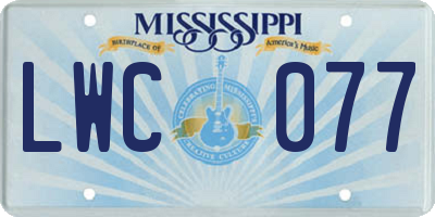 MS license plate LWC077