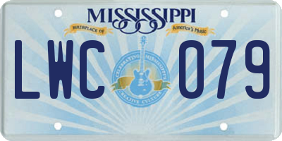 MS license plate LWC079