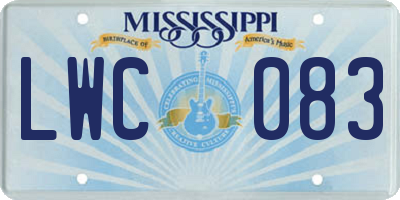 MS license plate LWC083
