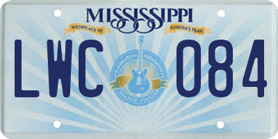 MS license plate LWC084