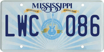 MS license plate LWC086