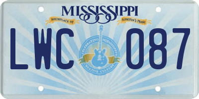 MS license plate LWC087