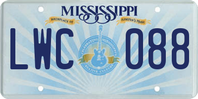 MS license plate LWC088