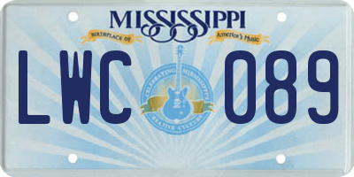 MS license plate LWC089