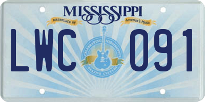 MS license plate LWC091
