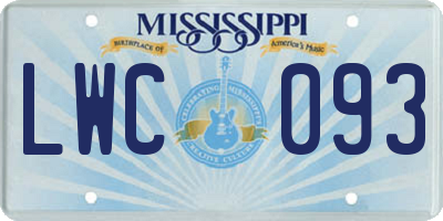 MS license plate LWC093