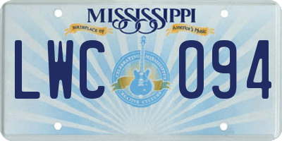 MS license plate LWC094
