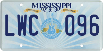MS license plate LWC096