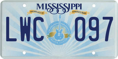 MS license plate LWC097