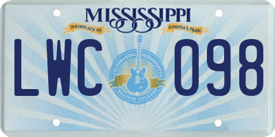 MS license plate LWC098