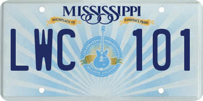 MS license plate LWC101