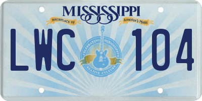 MS license plate LWC104
