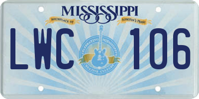 MS license plate LWC106