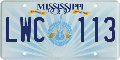 MS license plate LWC113
