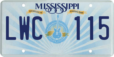 MS license plate LWC115