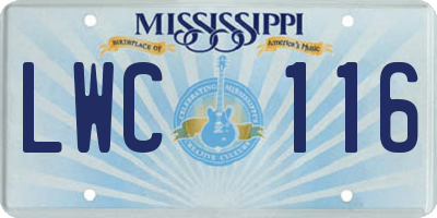 MS license plate LWC116
