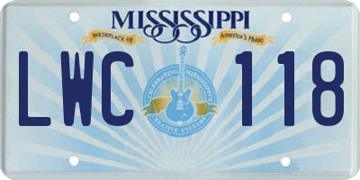 MS license plate LWC118