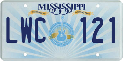 MS license plate LWC121