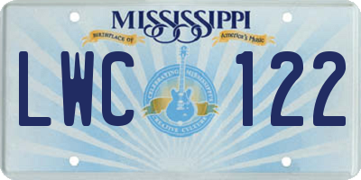 MS license plate LWC122