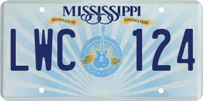 MS license plate LWC124