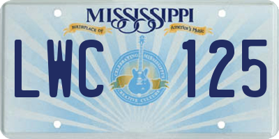 MS license plate LWC125