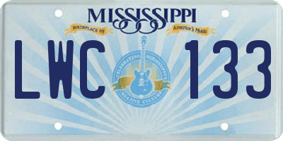 MS license plate LWC133